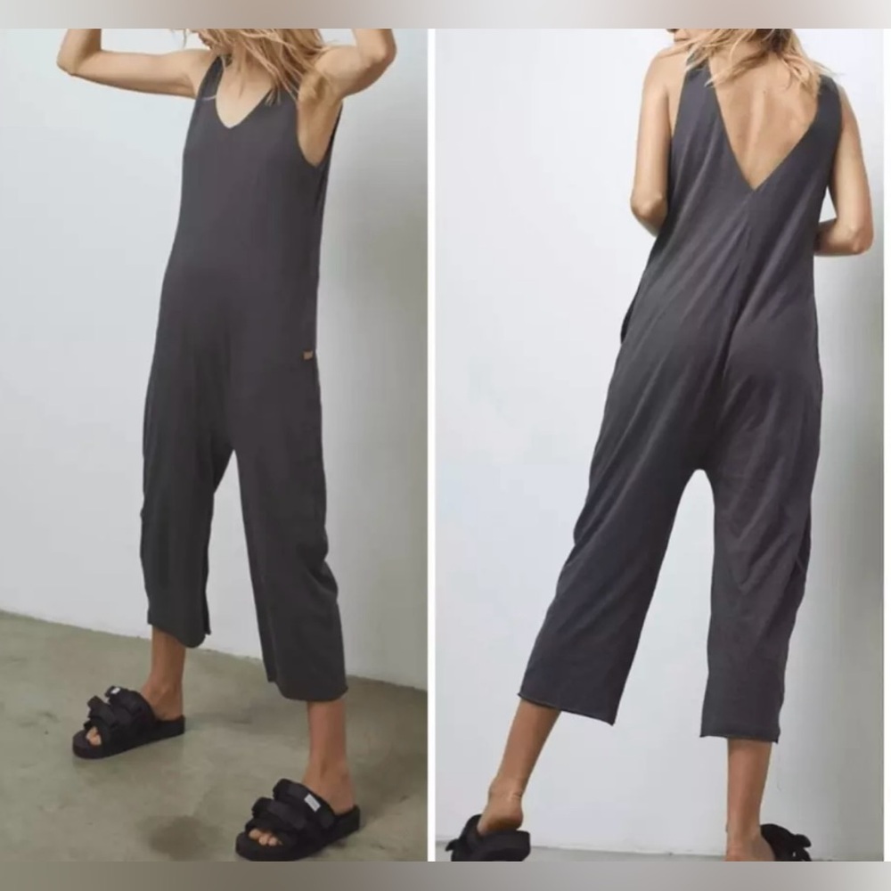 Lunya 100% Organic Pima Cotton Romper New Meditative Grey Size M